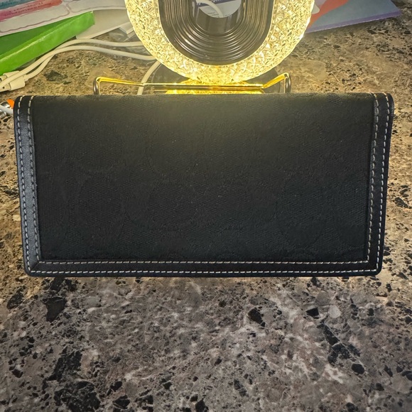 Coach Signature Black Women's Checkbook Wallet - Picture 2 of 8